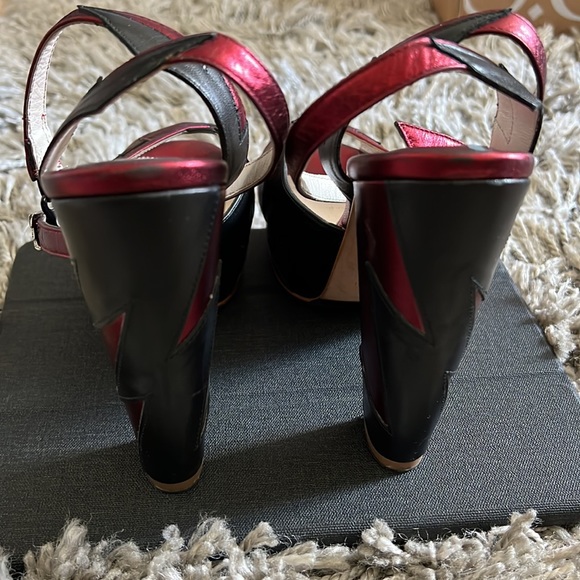 TERRY DE HAVILLAND - ZIA RED/BLACK LUXURY BLOCK HEEL - Picture 11 of 13